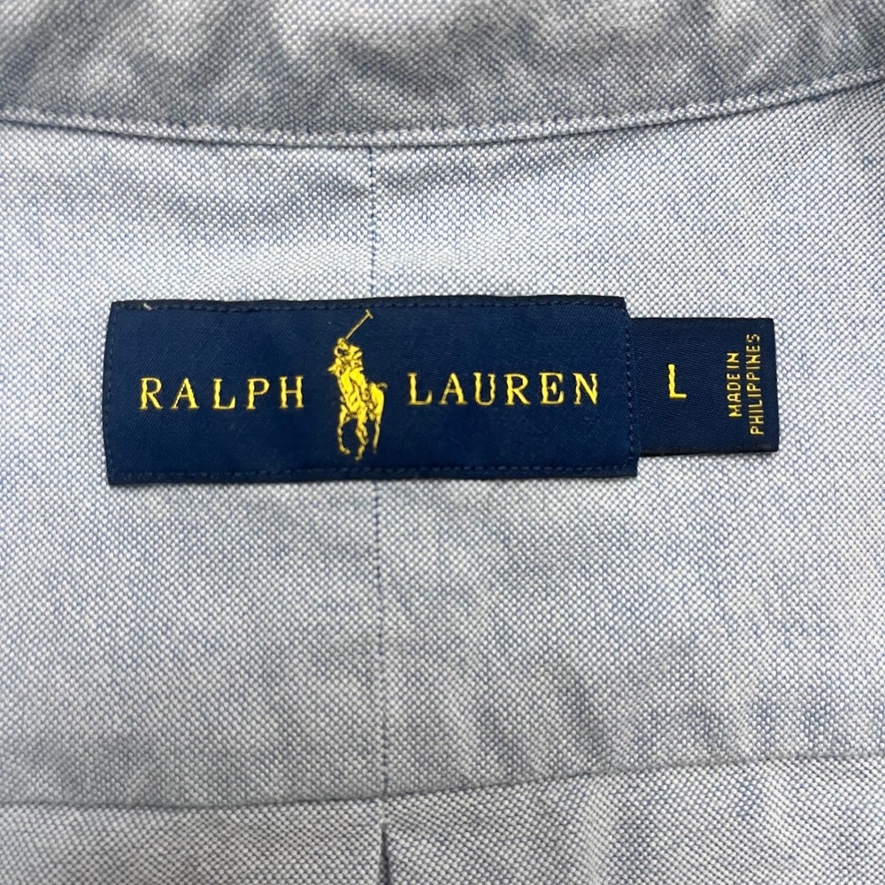 Ralph Lauren Oxford Shirt Men Large Blue Flesh Pony Classic Preppy Work Heritage - Picture 3 of 6